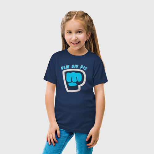 Детская футболка хлопок Pew Die Pie брофист знак, цвет темно-синий - фото 5