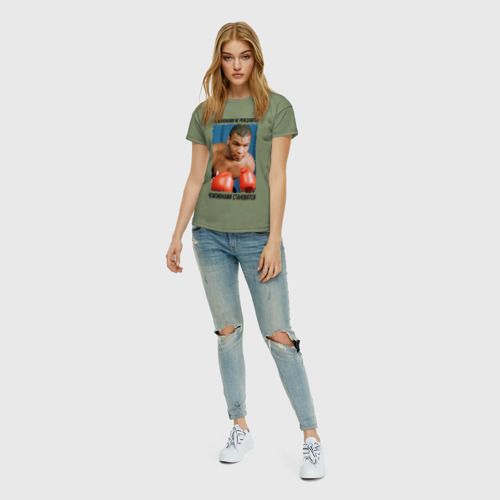 Женская футболка хлопок Майк Тайсон, цвет авокадо - фото 5