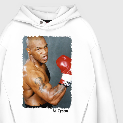 Мужское худи Oversize хлопок Майк Тайсон Mike Tyson, цвет белый - фото 4