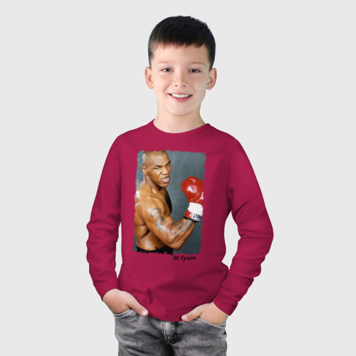 Детский лонгслив хлопок с принтом Майк Тайсон (Mike Tyson), фото на моделе #1