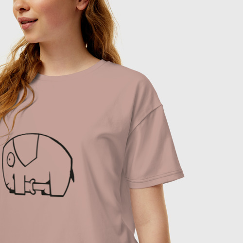 Женская футболка хлопок Oversize Самодостаточный слоник, цвет пыльно-розовый - фото 3