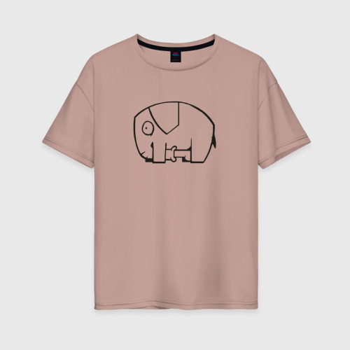 Женская футболка хлопок Oversize Самодостаточный слоник, цвет пыльно-розовый