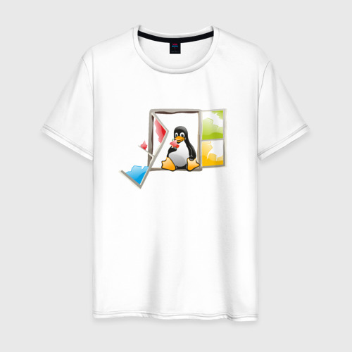 Мужская футболка хлопок linux, цвет белый