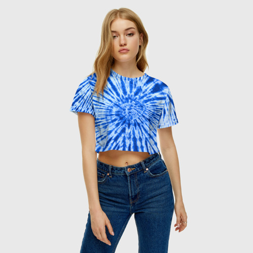 Женская футболка Crop-top 3D Tie dye, цвет 3D печать - фото 3