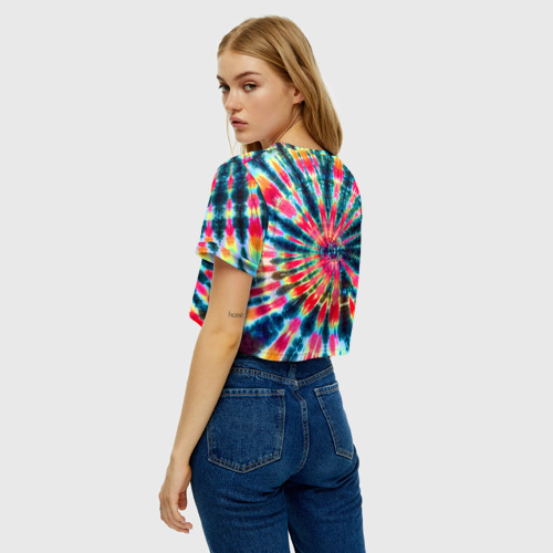 Женская футболка Crop-top 3D Tie dye, цвет 3D печать - фото 5