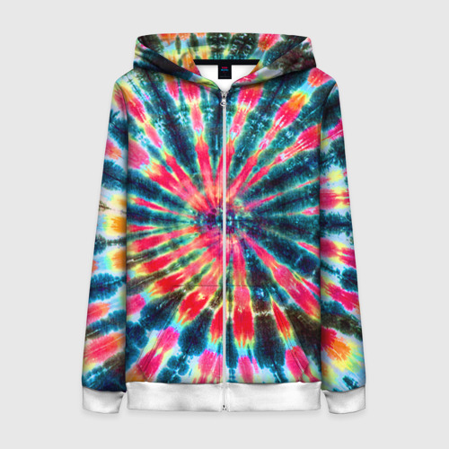 Женская толстовка 3D на молнии Tie dye, цвет белый