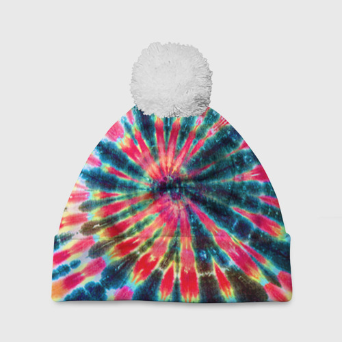 Шапка 3D c помпоном Tie dye, цвет 3D печать