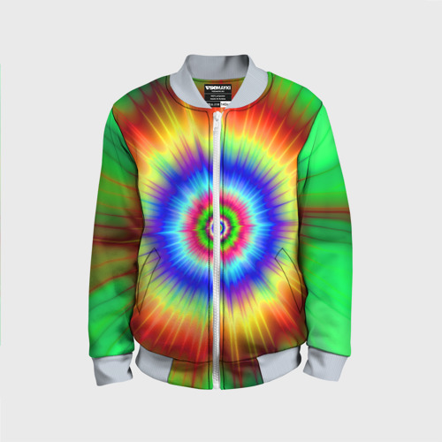 Детский бомбер 3D Tie dye, цвет серый