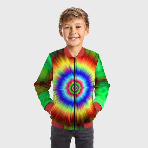 Детский бомбер 3D Tie dye, цвет красный - фото 4