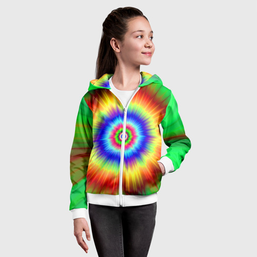 Детская толстовка 3D на молнии Tie dye, цвет белый - фото 4