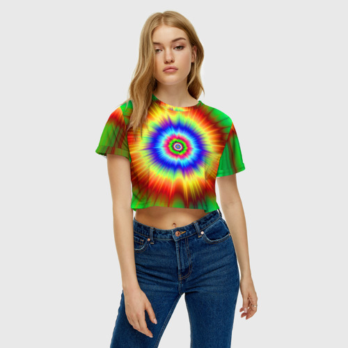 Женская футболка Crop-top 3D Tie dye - фото 3