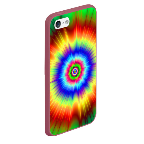 Чехол для iPhone 5/5S матовый Tie dye, цвет малиновый - фото 3