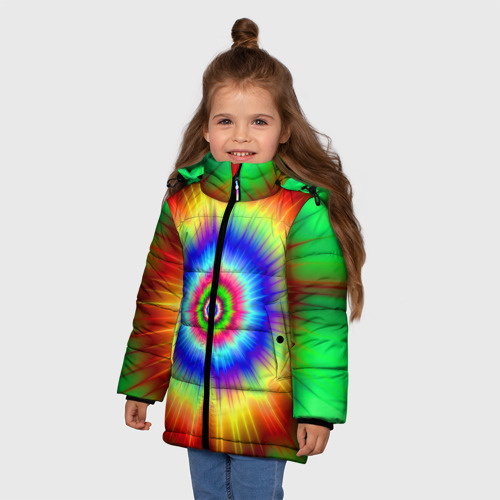 Зимняя куртка для девочек 3D Tie dye, цвет светло-серый - фото 3