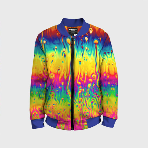 Детский бомбер 3D Tie dye, цвет синий