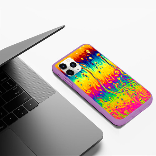 Чехол для iPhone 11 Pro Max матовый Tie dye, цвет фиолетовый - фото 5