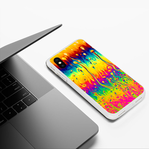 Чехол для iPhone XS Max матовый Tie dye, цвет белый - фото 5