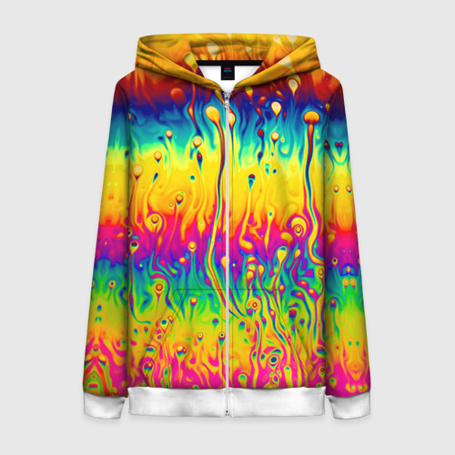 Женская толстовка 3D на молнии Tie dye, цвет белый