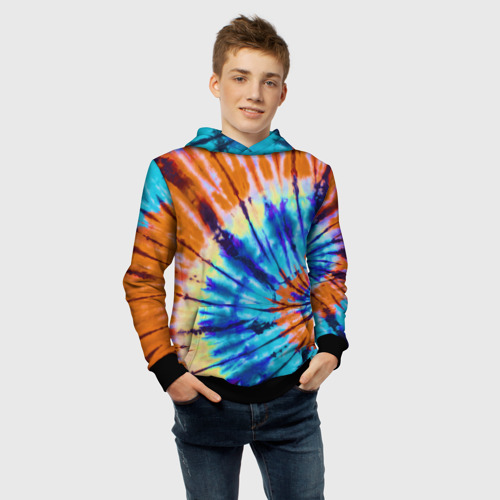 Детская толстовка 3D Tie dye, цвет черный - фото 6