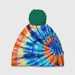 Шапка 3D c помпоном Tie dye