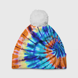 Шапка 3D c помпоном Tie dye