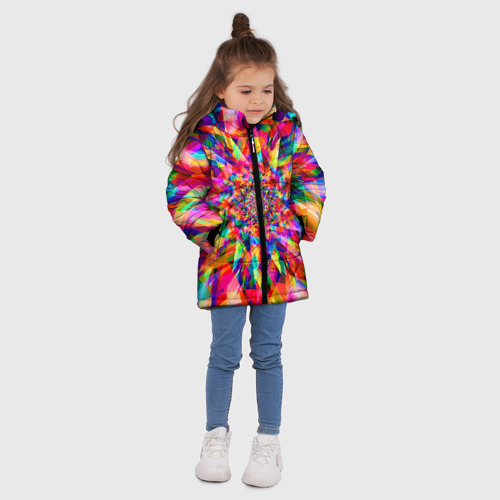 Зимняя куртка для девочек 3D Tie dye, цвет светло-серый - фото 5