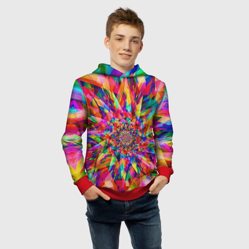 Детская толстовка 3D Tie dye, цвет красный - фото 6