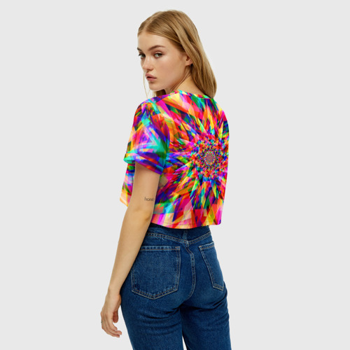 Женская футболка Crop-top 3D Tie dye, цвет 3D печать - фото 5