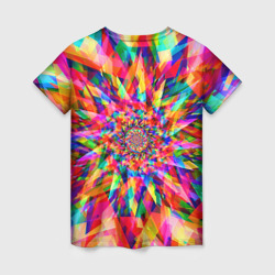 Футболка с принтом Tie dye для женщины, вид сзади №1. Цвет основы: белый