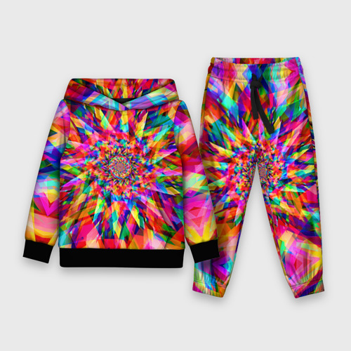 Детский костюм с толстовкой 3D Tie dye, цвет черный