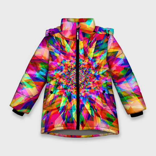 Зимняя куртка для девочек 3D Tie dye, цвет светло-серый