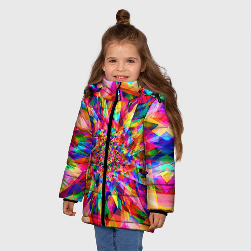 Зимняя куртка для девочек 3D Tie dye, цвет светло-серый - фото 3