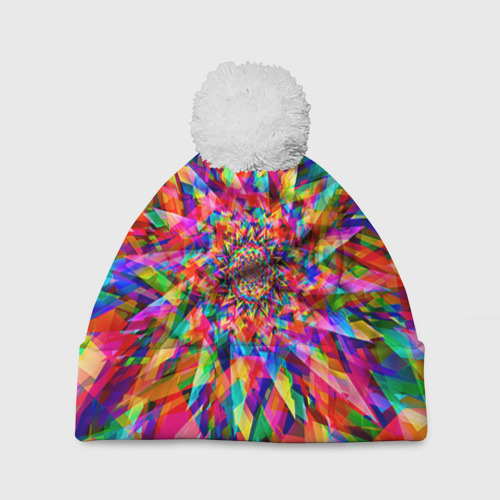 Шапка 3D c помпоном Tie dye, цвет 3D печать