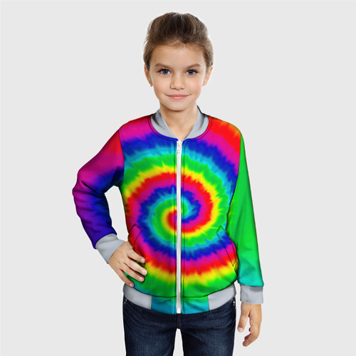 Детский бомбер 3D Tie dye, цвет серый - фото 3