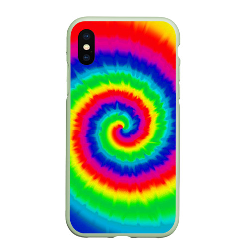 Чехол для iPhone XS Max матовый Tie dye, цвет салатовый