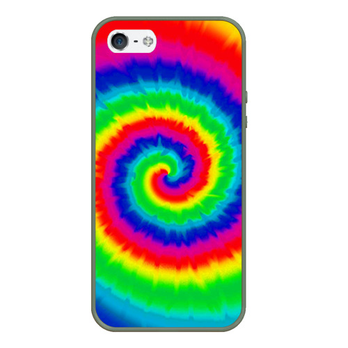 Чехол для iPhone 5/5S матовый Tie dye, цвет темно-зеленый