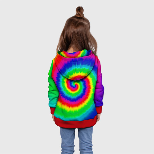 Детская толстовка 3D Tie dye, цвет красный - фото 5