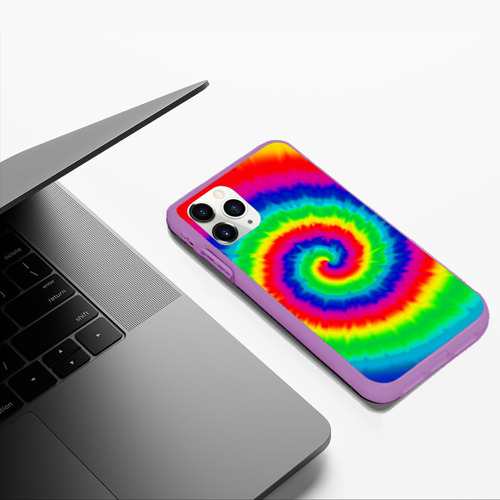 Чехол для iPhone 11 Pro Max матовый Tie dye, цвет фиолетовый - фото 5