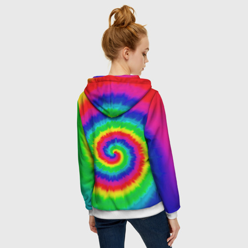 Женская толстовка 3D на молнии Tie dye, цвет белый - фото 4