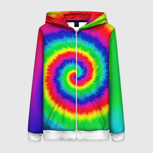 Женская толстовка 3D на молнии Tie dye, цвет белый