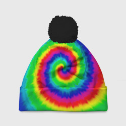 Шапка 3D c помпоном Tie dye