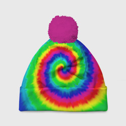 Шапка 3D c помпоном Tie dye