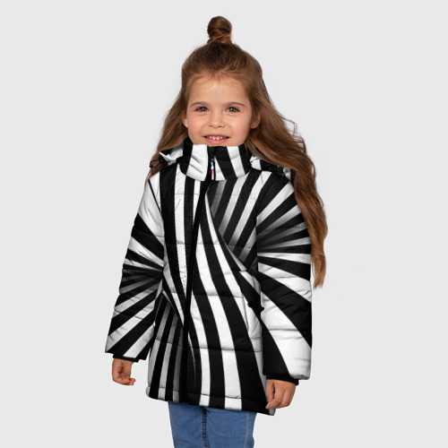 Зимняя куртка для девочек 3D Оптические иллюзии, цвет черный - фото 3