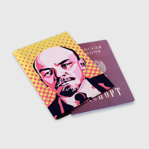 Обложка для паспорта матовая кожа Поп-арт. Ленин, цвет черный - фото 3