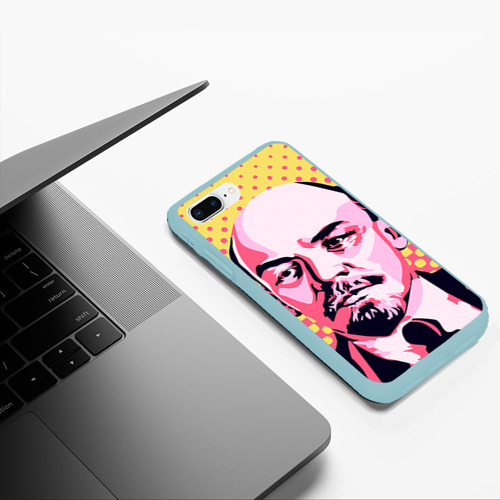Чехол для iPhone 7Plus/8 Plus матовый Поп-арт. Ленин, цвет мятный - фото 5