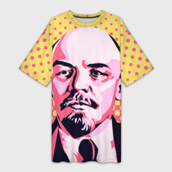 Платье-футболка 3D Поп-арт. Ленин