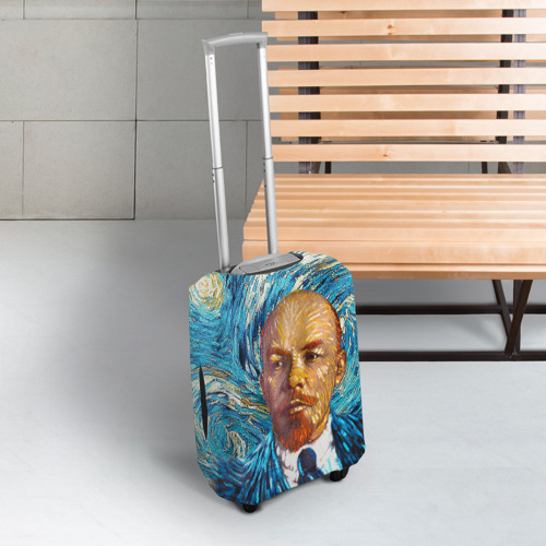 Чехол для чемодана 3D Ленин по мотивам Ван Гога, цвет 3D печать - фото 3