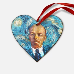 Деревянная игрушка Сердце Ленин по мотивам Ван Гога