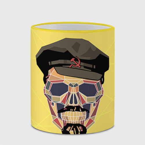 Кружка с полной запечаткой Полигональный череп Ленина, цвет Кант желтый - фото 4