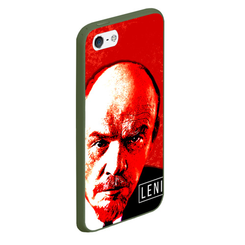 Чехол для iPhone 5/5S матовый Ленин, цвет темно-зеленый - фото 3