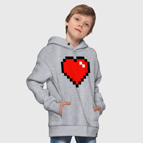 Детское худи Oversize хлопок Minecraft сердце, цвет меланж - фото 9